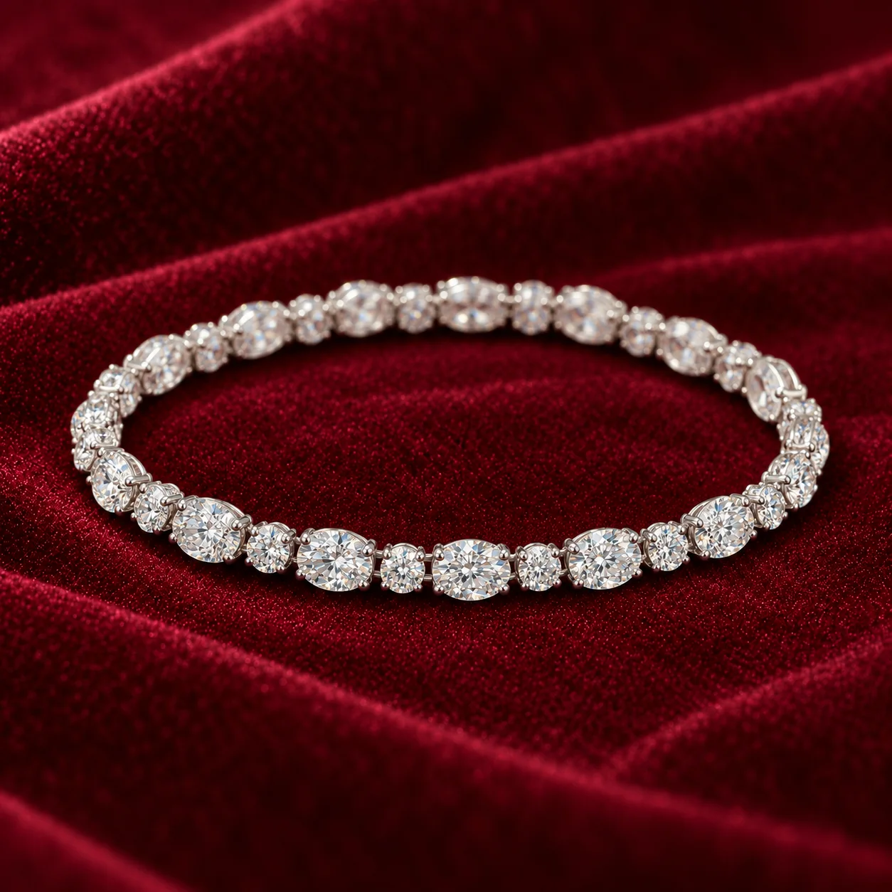 Oval & Round Diamond Bracelet