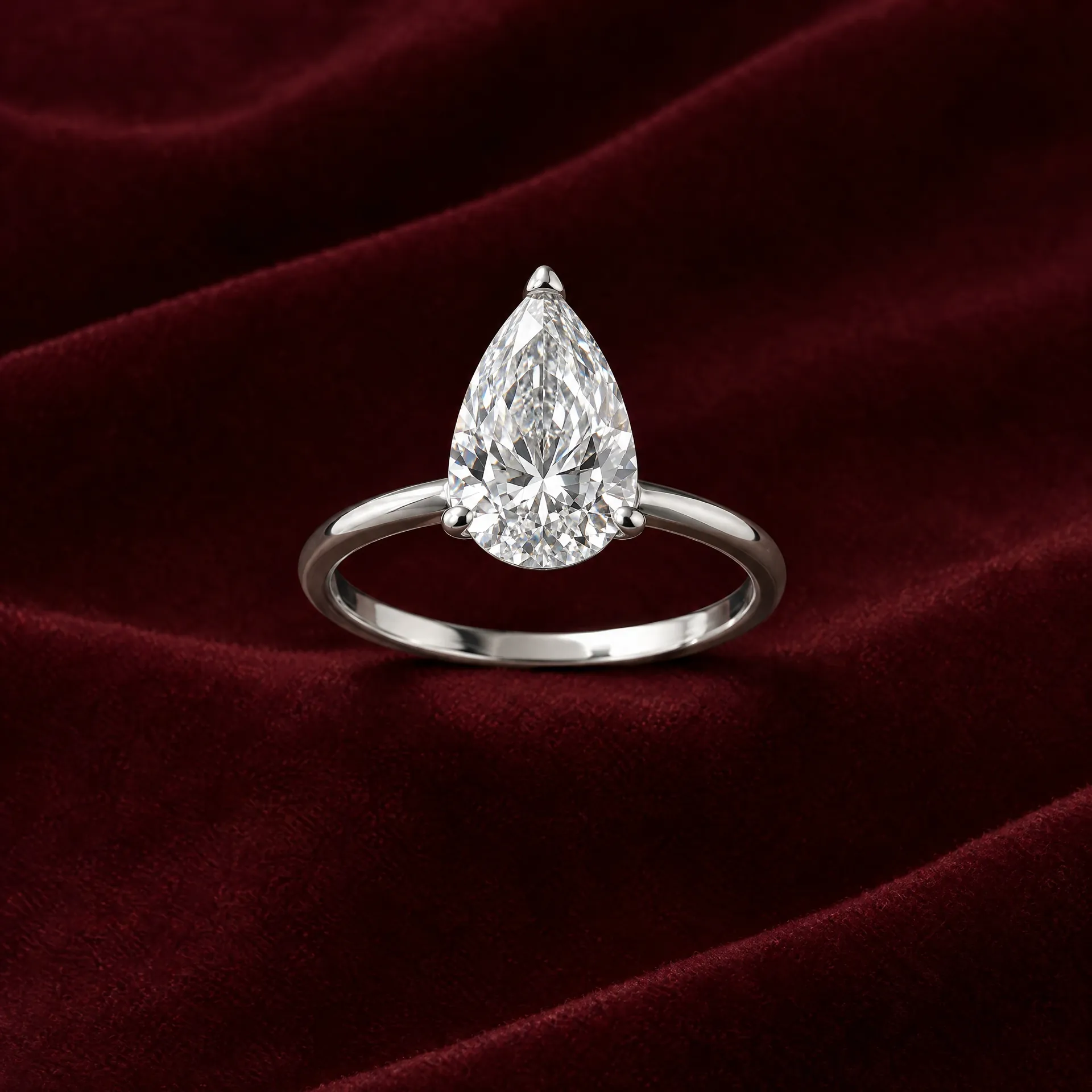 Pear Solitaire Ring