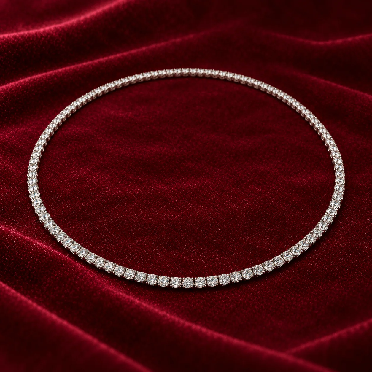 Round Diamond Tennis Necklace